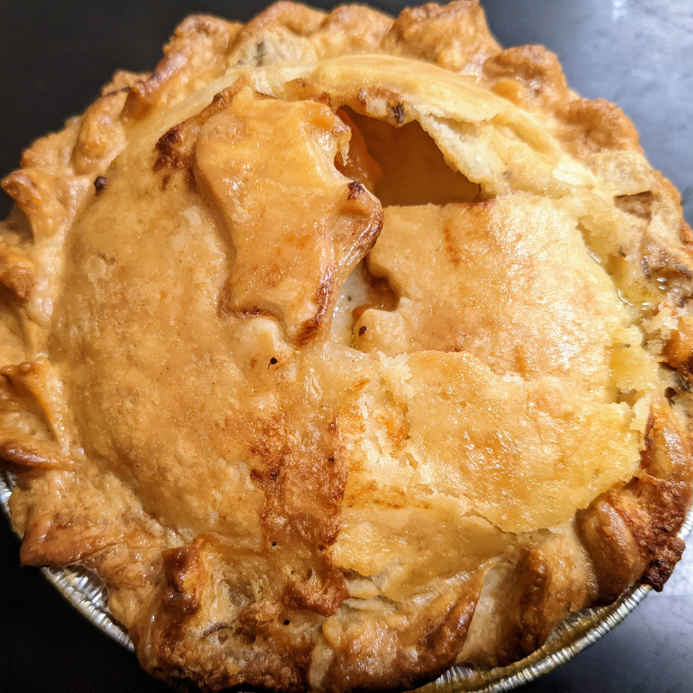 Pork Carnitas with Green Chile Corn-Bread Topped Pot Pie