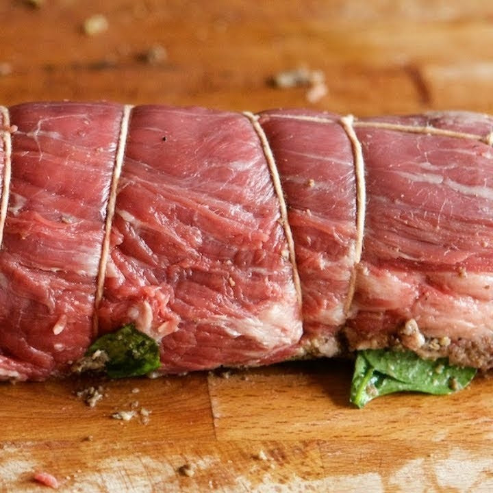 Spring Ramp Stuffed Flank Steak