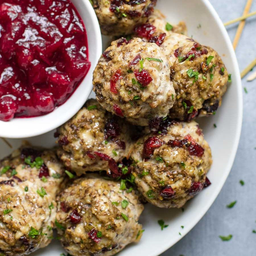 Thanksgiving Cranberry Orange Walnut Meatballs