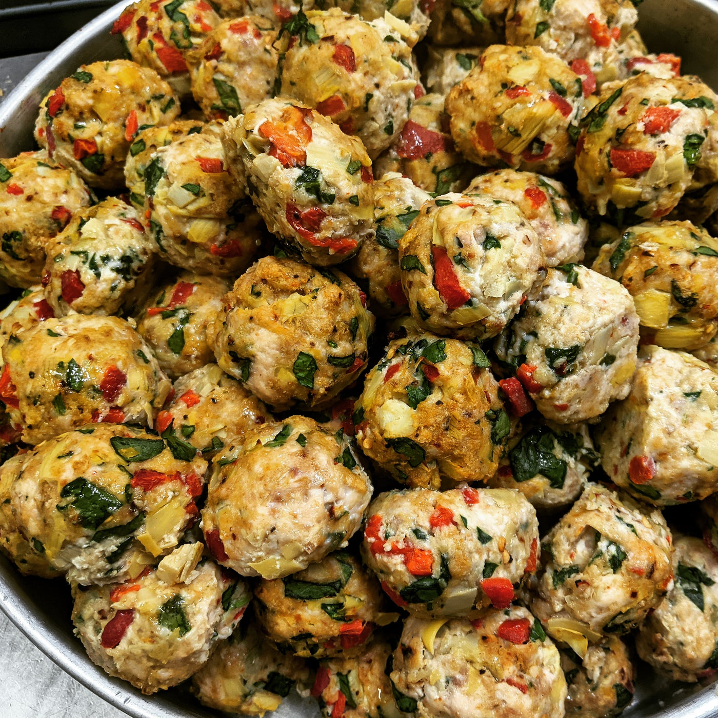 Artichoke & Roasted Red Pepper Chicken Meatballs